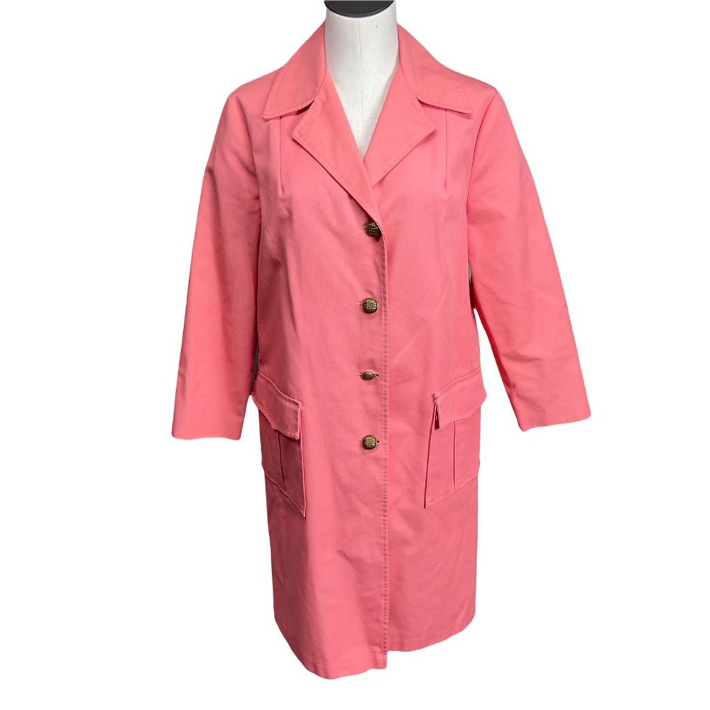 Vintage 1960s 1970s Wamsutta Coral Trench Coat XL